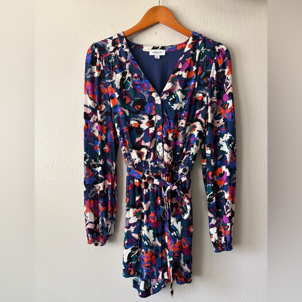 Evereve Hadley Romper in Bright Colorful Abstract Floral Design Women’s Small